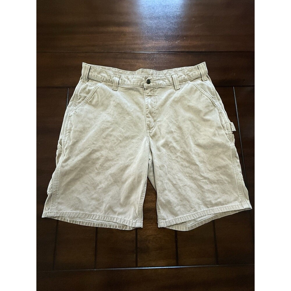 🔥Carhartt Workwear Relaxed Fit Tan Carpenter  Shorts Mens 38 Y2K 90s EXCELLENT